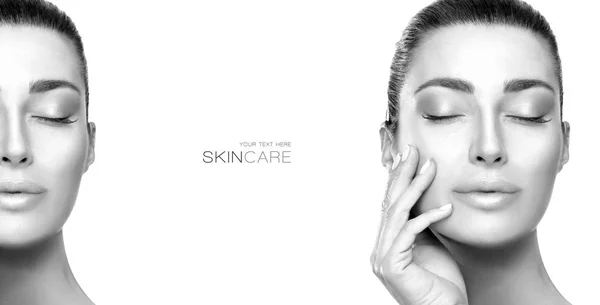 Beauty Face Spa Woman. Greyscale beauty portrait of a sensual young woman — Stock Photo, Image