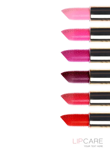美容リップケア広告デザイン。明るい色の唇のセット — ストック写真