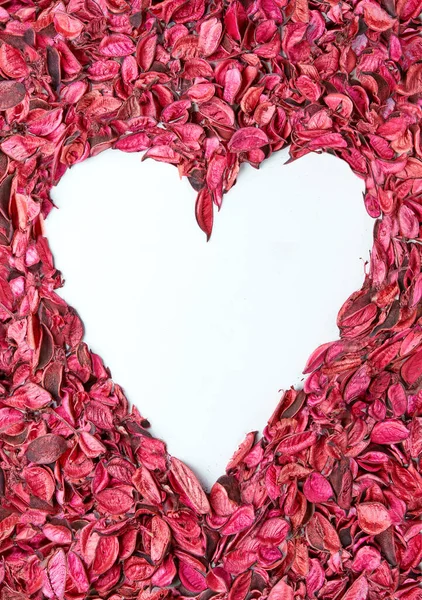 Hjärtformad ram av rosa och korallblad — Stockfoto