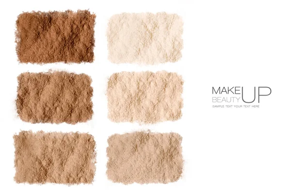 Assorted Colours Loose Cosmetic Powder Foundation Neatly Displayed Six Rectangles — Stock Photo, Image