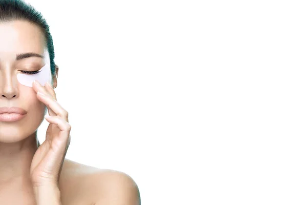 Schönheitshaut Frau Mit Perfekt Sauberer Haut Und Unter Augenklappe Schönheitsmodel — Stockfoto