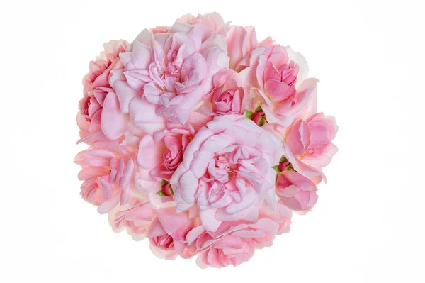 Круглий Букет Свіжих Рожевих Троянд Білій Концепції Любові Романтики Весілля — стокове фото