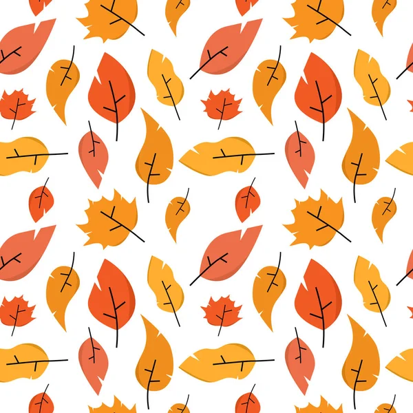 Les feuilles d'automne rouge, orange, jaune et marron tombent et s'envolent sur fond blanc . — Image vectorielle