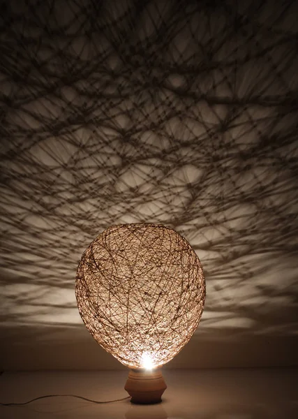 Handmade Wood Rope Lamp Shadows Wall — 스톡 사진