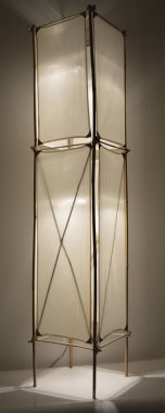 El yapımı bambu lamba, iki renk keten. 