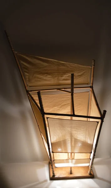 Lampe Bambou Faite Main Avec Deux Couleurs Lin — Photo