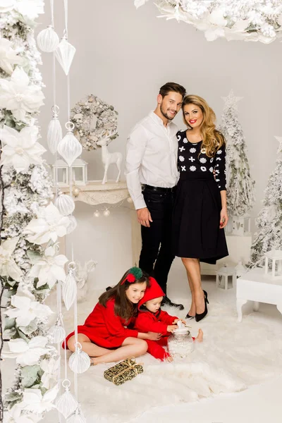 Beautiful Familly in Christmas Scenery — Stock Photo, Image