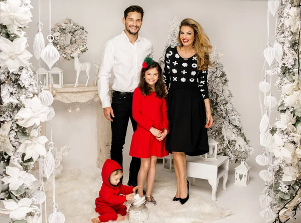 Красива сім'я в різдвяних пейзажах — стокове фото