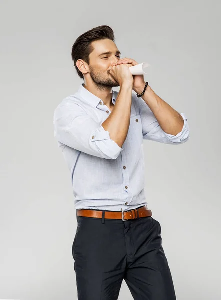 Handsome man posing in studio — Stock Photo, Image