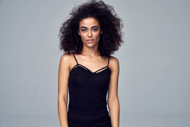 Portrait of beautiful latin american woman with afro hairstyle l