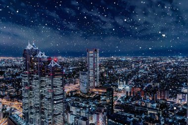 Tokyo, Japonya 'daki Shinjuku' nun gece görüntüsü.)