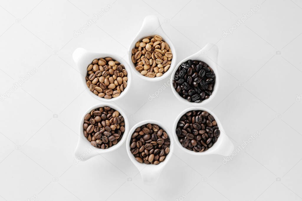 Coffee beans roasted in six stages