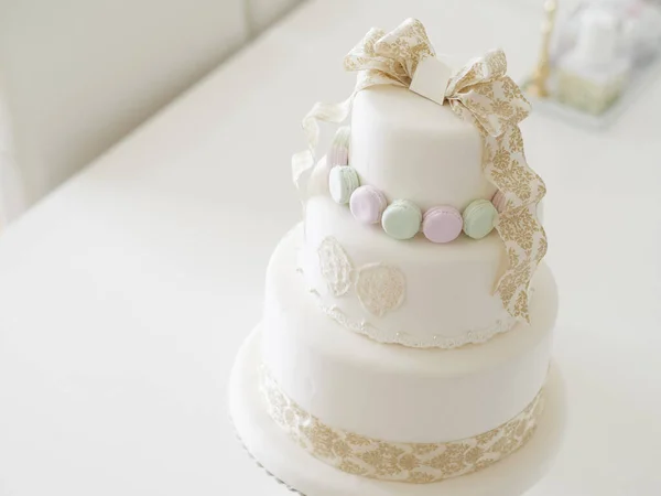 Bolo Casamento Imitação Coordenado Com Macaroons — Fotografia de Stock