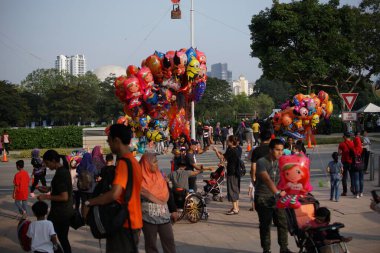 Putrajaya, Malezya - 30 Mart 2019. 10. Putrajaya Uluslararası Sıcak Hava Balonu Festivali 'nde Sıcak Hava Balonları.