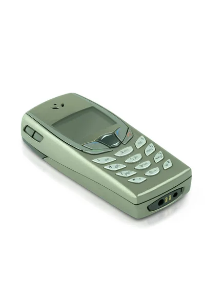 Eski Metalik Cep Telefonu Cep Telefonu Izole Edilmiş Beyaz Arka — Stok fotoğraf