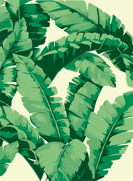 Kusursuz Desenli Muz Ağacı Yaprakları Beyaz Arka Planda Düz Çizgi — Stok Vektör