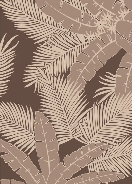 Muster Bananenbaum Und Blätter Muster Tropischer Blätter Flacher Linienvektor Und — Stockvektor