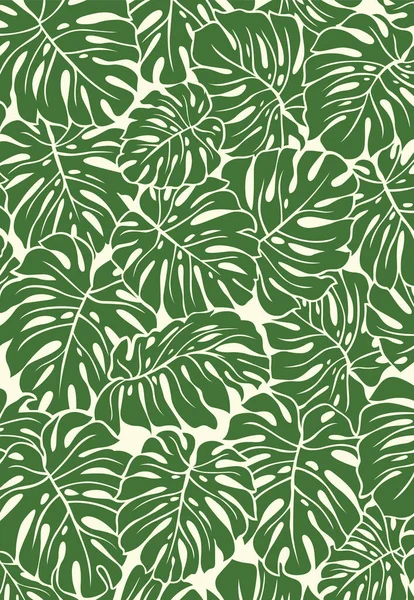 Nahtlose Tropische Grüne Blätter Muster Stil Flache Linie Vektor Und — Stockvektor