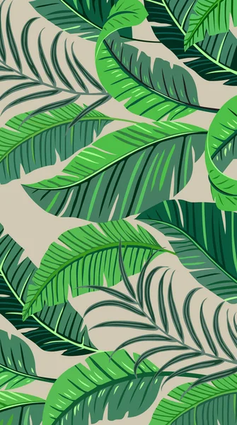 Style Motif Feuilles Tropicales Colorées Sur Fond Brun Clair Illustration — Image vectorielle