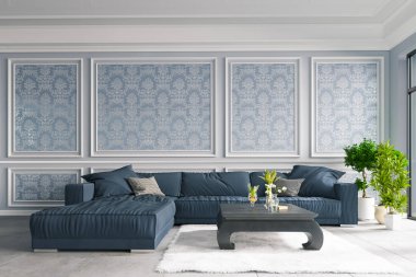 Ev, ofis ve otel için dekoratif bir geçmiş. Modern iç mimari oturma odası dokusu arka plan ve bitkiler.. 