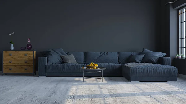 Modern Interior Design Living Room Apartment House Office Comfortable Sofa — 스톡 사진