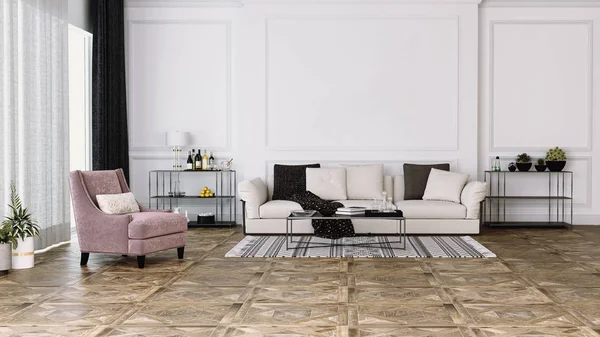 Moderní Design Interiéru Obývacího Pokoje Bytě Domě Kanceláři Pohodlné Pohovce — Stock fotografie