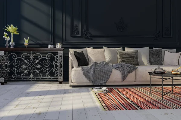 Modern Interior Design Living Room Apartment House Office Comfortable Sofa — 스톡 사진