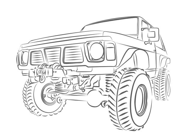 Schets terrain voertuig. — Stockvector