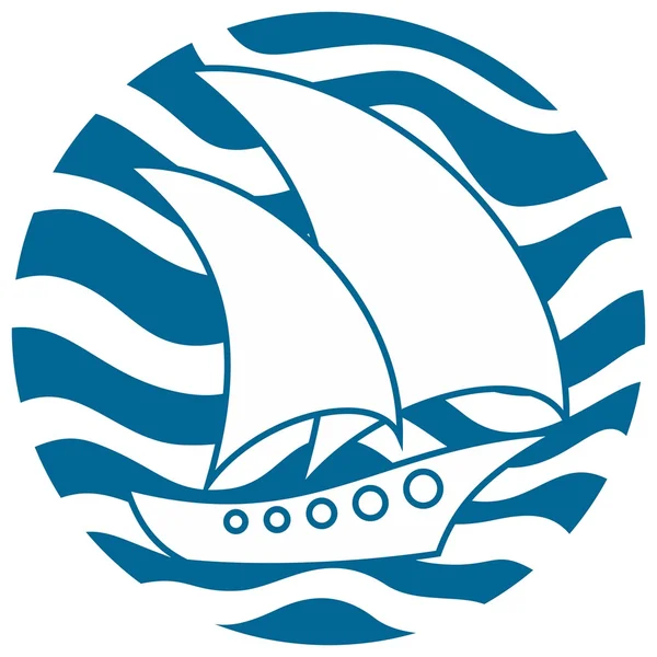 Logo Segelboot Meer. — Stockvektor