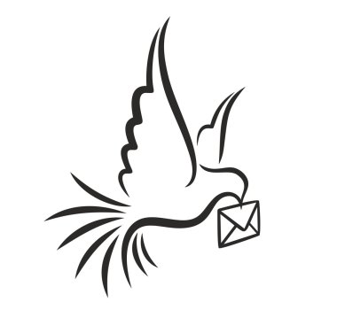 Güvercin posta mektup. 