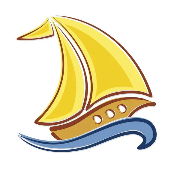 Zeilboot logo met Golf. — Stockvector