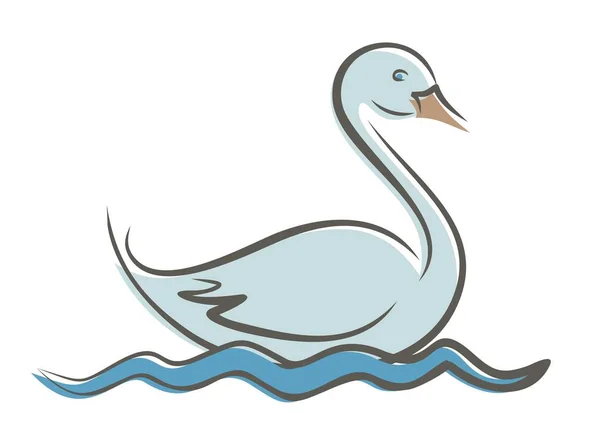 Cisne con onda . — Vector de stock