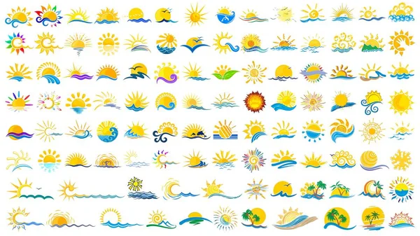 Логотипи сонце і море . — стоковий вектор
