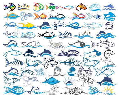 Set logoları ile balıkçı. 