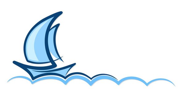 Logo blue sailboat. 