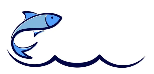 Logo pez con ola . — Vector de stock
