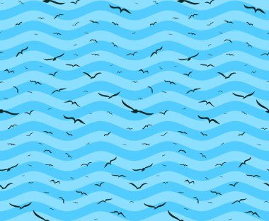 Kuşlar ve deniz arka plan. 