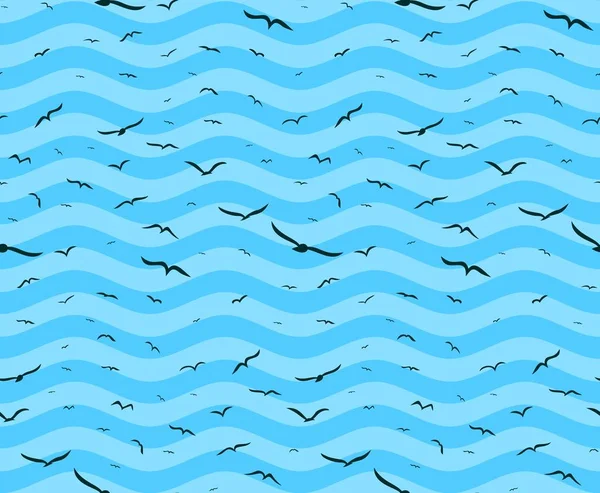 Kuşlar ve deniz arka plan. 