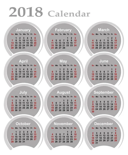 Calendario per il 2018 . — Vettoriale Stock