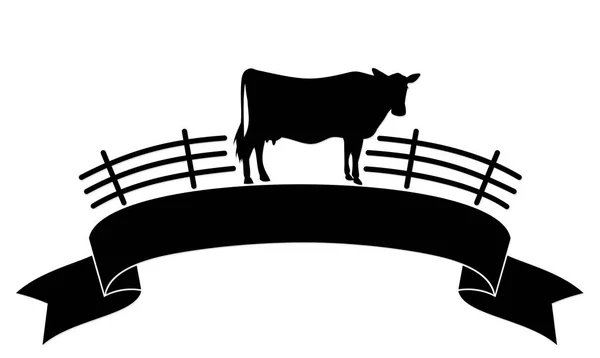 Logo with cow. — Stock Vector