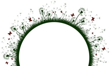 Çerçeve dandelions ve kelebekler. 
