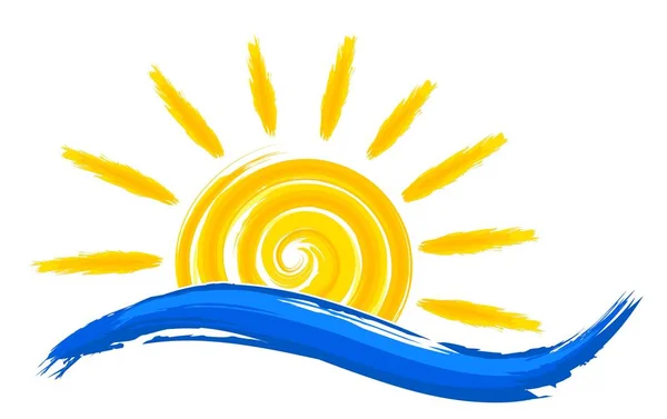 Logotipo sol e mar . — Vetor de Stock