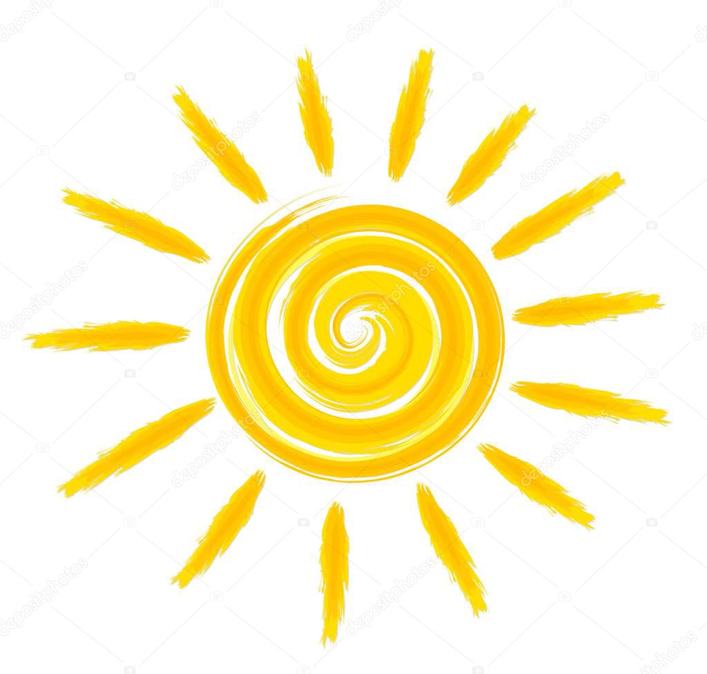 Logo of the summer bright sun with rays.