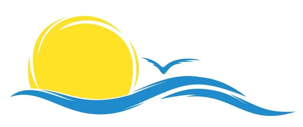 Logo sol y mar . — Archivo Imágenes Vectoriales