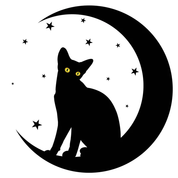 Cat with moon. — Stock Vector