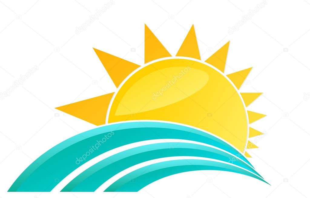 Sun Logo and sea. 