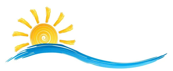 Logo sol y mar . — Vector de stock