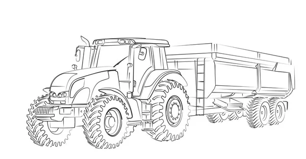 Le croquis du tracteur . — Image vectorielle