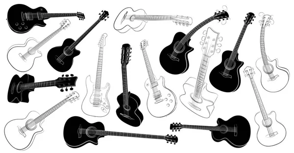 Conjunto de guitarras . — Vector de stock