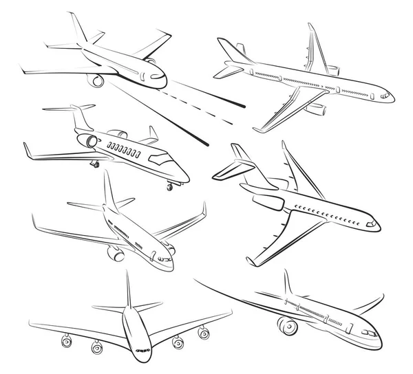 Эскизы самолетов . — стоковый вектор